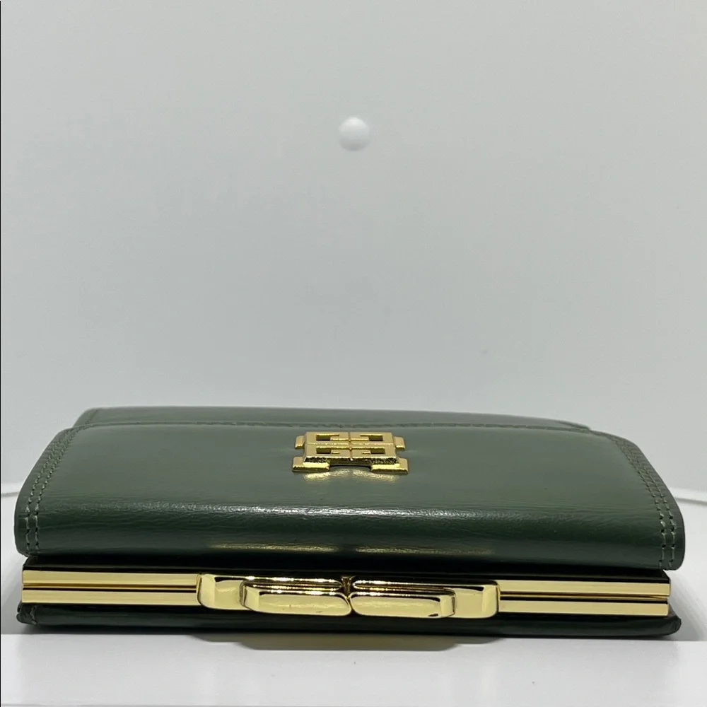 vintage Givenchy green leather kiss lock wallet